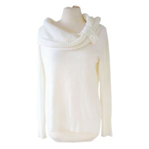 Chic Slouchy Cream Cowl Neck Sweater Size Large